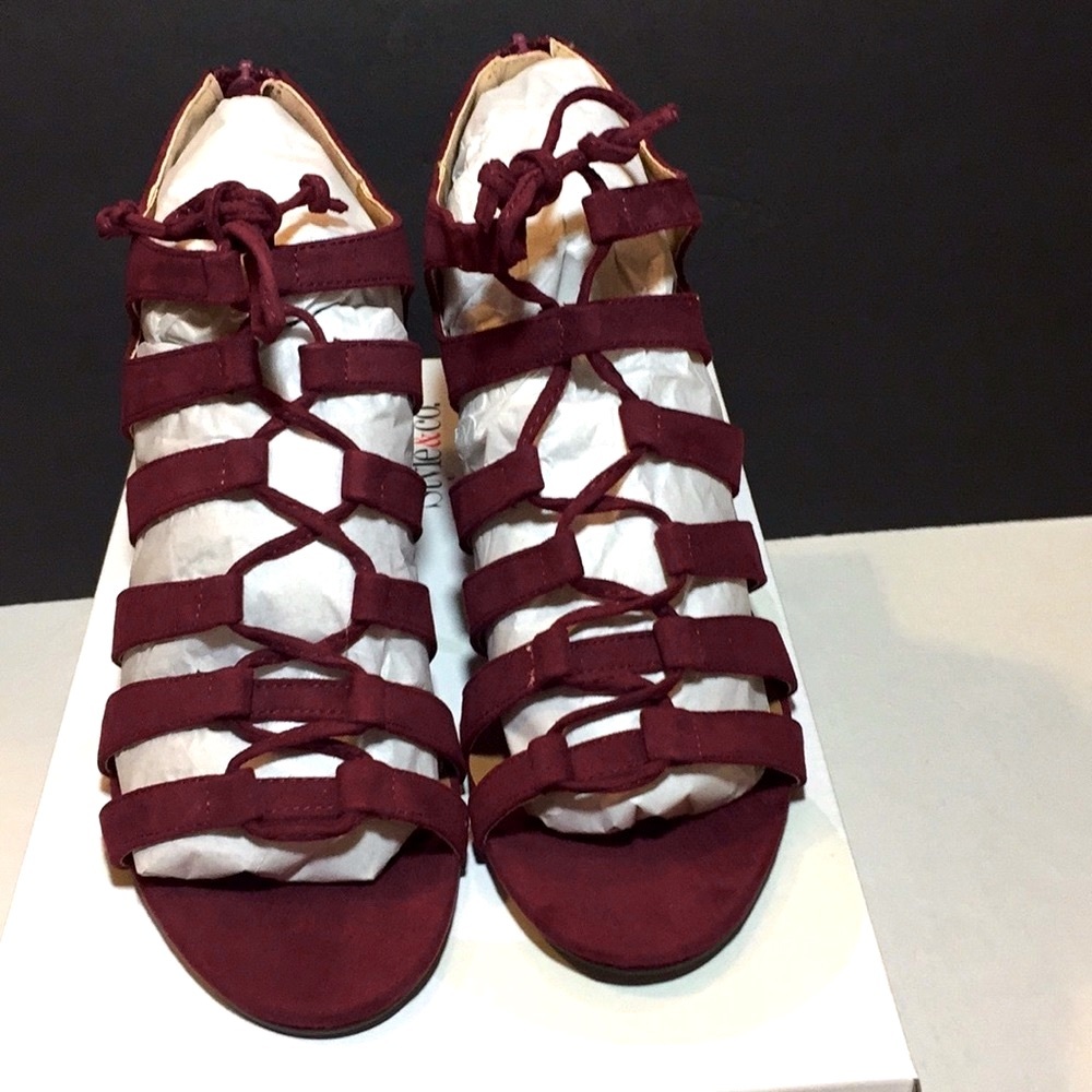 New in Box Style & Co Hannde Lace-up Strappy Suede Heeled Sandels  Sz 8M
